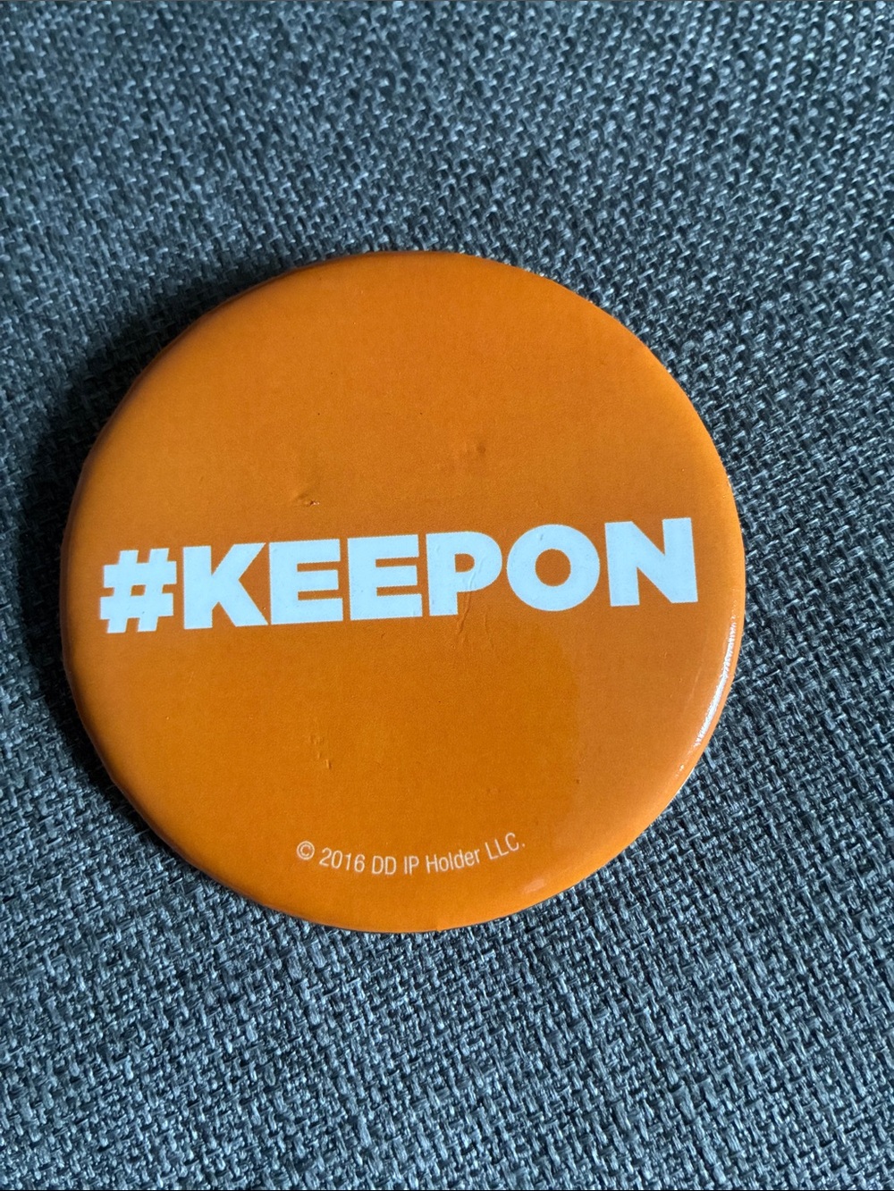 #KEEPON Orange Round Button Pin Badge